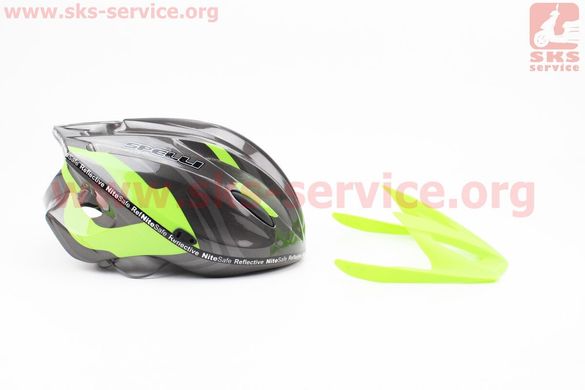 Фото товара – Шлем велосипедный M (55-61 см) съемный козырек, 10 вент. отверстия, системы регулировки по размеру Divider и Run System SRS, черно-зеленый SBH-4000