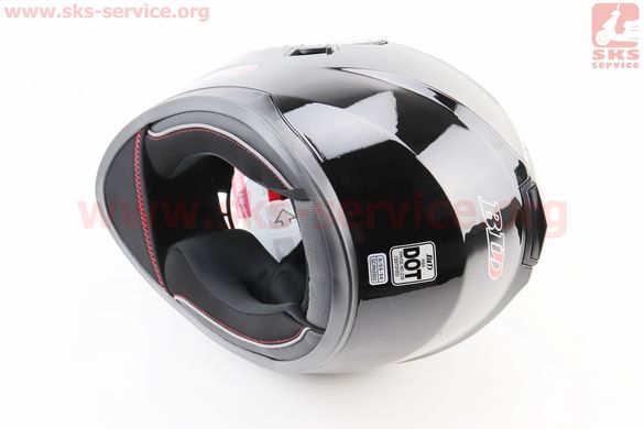 Фото товара – Шлем интеграл, закрытый (сертификация DOT)+откидные очки BLD-М66 М (57-58см), ЧЁРНЫЙ глянец