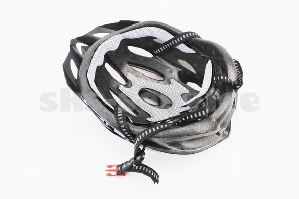 Фото товара – Шлем велосипедный L (54-62 см) съёмный козырёк, 21 вент. отверстий, чёрно-красно-белый