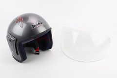Фото товара – Шлем открытый HK-215, СЕРЫЙ с красным рисунком (незначительные отличия рисунков, возможны дефекты покраски)