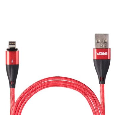 Фото товару – Кабель магнітний VOIN USB - Lightning 3А, 1m, red (швидка зарядка / передача даних)