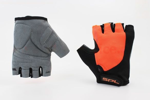 Фото товара – Перчатки без пальцев L с гелевыми вставками под ладонь, чёрно-оранжевые SBG-1457