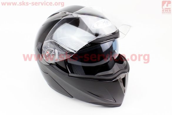 Фото товара – Шлем закрытый с откидным подбородком+очки HF-118 М- ЧЕРНЫЙ глянец