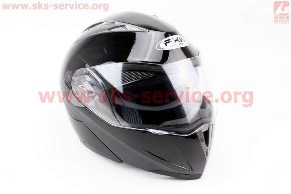 Фото товара – Шлем закрытый с откидным подбородком+очки HF-118 М- ЧЕРНЫЙ глянец