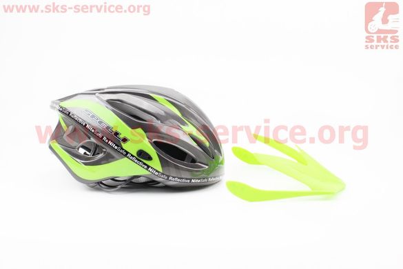 Фото товара – Шлем велосипедный M (55-61 см) съемный козырек, 16 вент. отверстия, системы регулировки по размеру Divider и Run System SRS, черно-зеленый SBH-5500