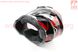 Шлем кроссовый/эндуро/АТV BLD-819-7 М- ЧЕРНЫЙ глянец с красно-бело-серым рисунком, фото – 3