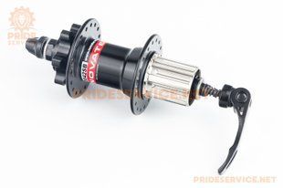 Фото товара &ndash; Втулка задняя MTB алюминиевая 14Gx36H под кассету 8-10зв, Disk-brake, 4 пром-подшипники 6001 2RS, крепл. эксцентрик, чёрная D042SB