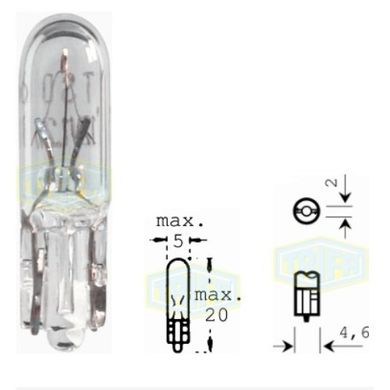 Фото товару – Лампа автомобільна з клиновидним цоколем Trifa 24-30V 1W W 2x4,6d