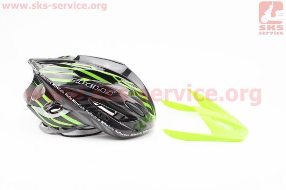 Фото товара – Шлем велосипедный M (55-61 см) съемный козырек, 18 вент. отверстия, системы регулировки по размеру Divider и Run System SRS, черно-зеленый SBH-5900
