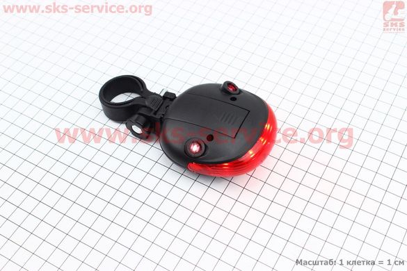 Фото товара – Фонарь задний 5 диодов+2 лазерных луча, чёрно-красный SL-116 (без батареек)