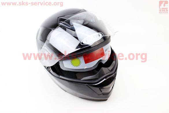 Фото товара – Шлем закрытый с откидным подбородком+очки HF-119 М- ЧЕРНЫЙ глянец