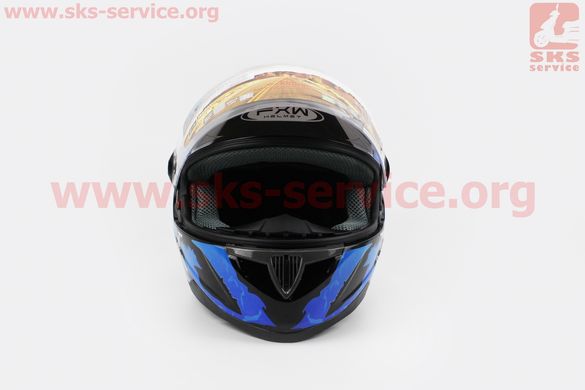 Фото товара – Шлем закрытый HF-122 XL- ЧЕРНЫЙ с рисунком сине-белым Q100B