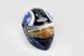 Шлем закрытый HF-122 XL- ЧЕРНЫЙ с рисунком сине-белым Q100B, фото – 1