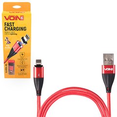 Фото товару – Кабель магнітний VOIN USB - Lightning 3А, 2m, red (швидка зарядка / передача даних)