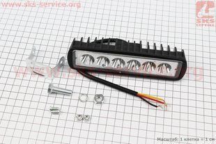 Фото товара &ndash; Фара дополнительная светодиодная влагозащитная - 6 LED с креплением, прямоугольная 155*42мм