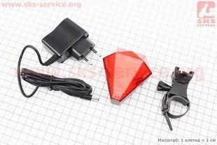 Фото товара &ndash; Фонарь задний 8 диодов + 2 лазерных луча, Li-ion 3.7V 1200mAh с зарядкой, JY-3L