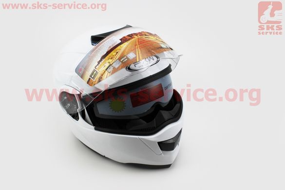 Фото товара – Шлем закрытый с откидным подбородком+очки HF-119 M- БЕЛЫЙ
