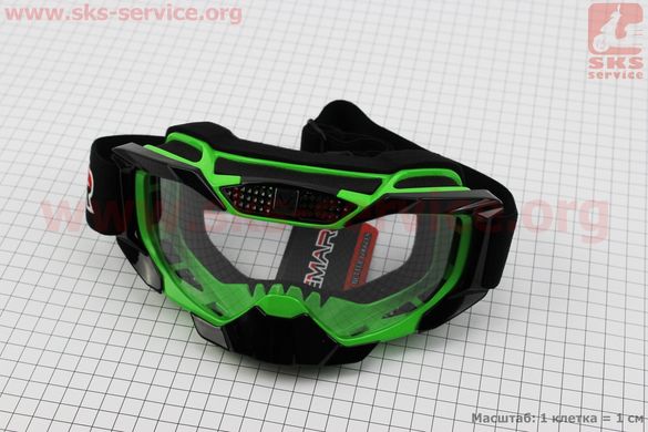 Фото товара – Очки кроссовые/эндуро/АТV, зелёно-чёрные (прозрачное стекло), MJ-1015