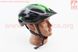 Шлем велосипедный L (54-62 см) съёмный козырёк, 21 вент. отверстий, чёрно-зелёно-белый, фото – 2