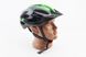Шлем велосипедный L (54-62 см) съёмный козырёк, 21 вент. отверстий, чёрно-зелёно-белый, фото – 1