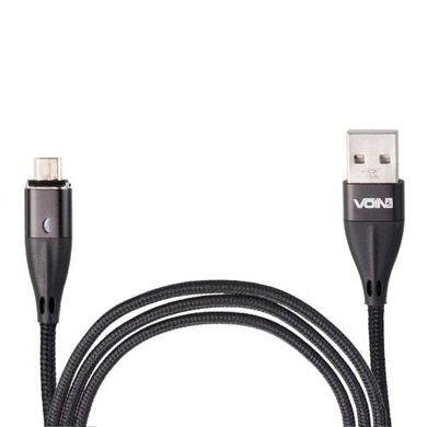 Фото товару – Кабель магнітний VOIN USB - Micro USB 3А, 1m, black (швидка зарядка / передача даних)