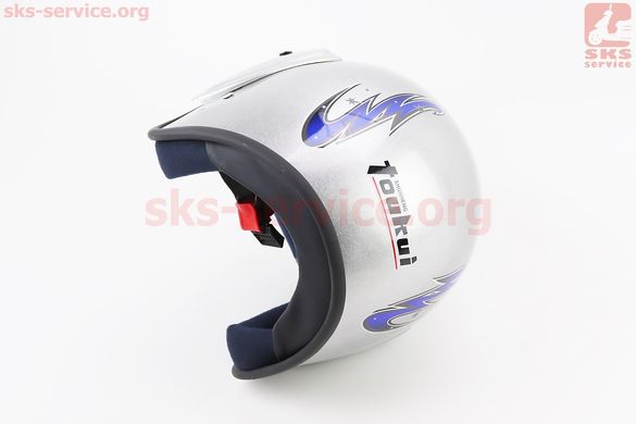 Фото товара – Шлем открытый HK-215, CЕРЫЙ с синим рисунком (незначительные отличия рисунков, возможны дефекты покраски)