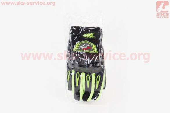 Фото товара – Перчатки мотоциклетные M-Чёрно-Салатовые (сенсорный палец)