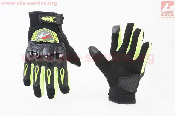 Фото товара – Перчатки мотоциклетные M-Чёрно-Салатовые (сенсорный палец)