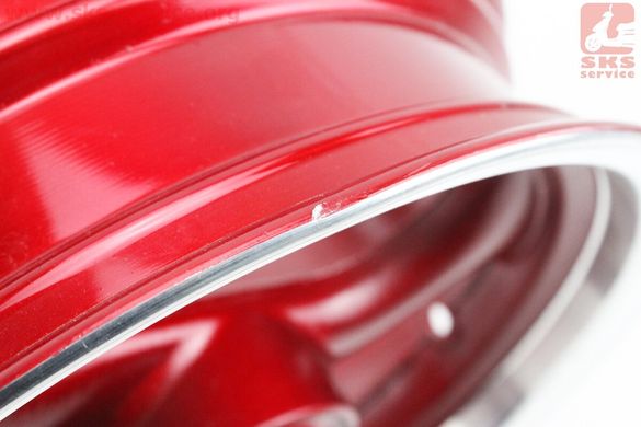 Фото товара – УЦЕНКА Диск передний литой MT3,50x13 d12mm (диск торм. 3 болта) "3 луча" красный/серый (VIPER - F1) (см. фото)