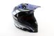 Шлем кроссовый/эндуро/АТV BLD-819-7 М- ЧЕРНЫЙ глянец с сине-бело-серым рисунком, фото – 1
