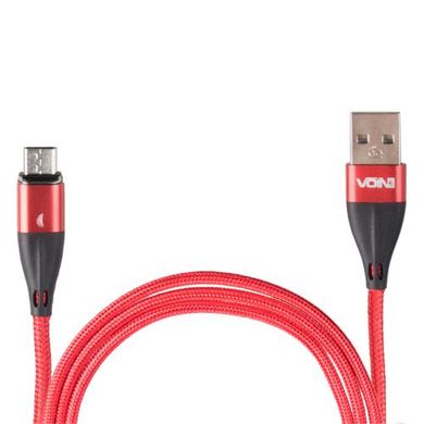 Фото товару – Кабель магнітний VOIN USB - Micro USB 3А, 1m, red (швидка зарядка / передача даних)