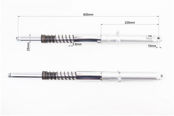 Фото товару – Амортизатор передній (пір'я), лів., правий. к-кт L-605мм D-25мм (пружина зовні)