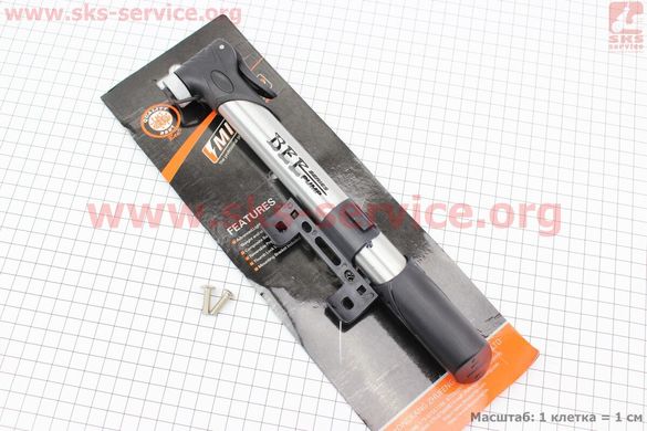 Фото товара – Насос алюминиевый с Т-ручкой, под штуцера Schrader&Presta, черно-серый ZF022A