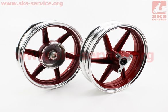 Фото товара – Диск колесный ЛИТОЙ задний + передний (диск. торм.) Honda DIO, красный