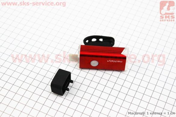 Фото товара – Фонарь передний 1 диод 180 lumen алюминиевый, Li-ion 3.7V 800mAh зарядка от USB, влагозащитный, красный MC-QD001 (не допускать полного разряда АКБ)