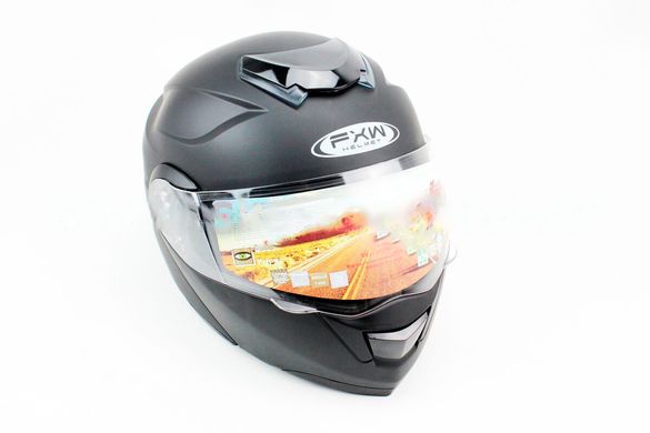 Фото товара – Шлем закрытый с откидным подбородком+очки HF-119 L- ЧЕРНЫЙ матовый