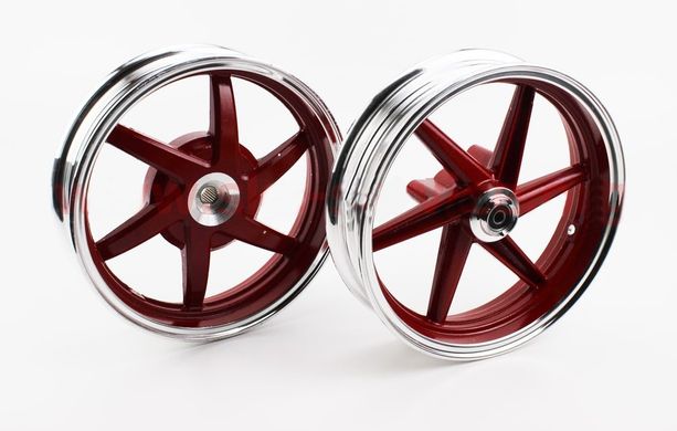 Фото товара – Диск колесный ЛИТОЙ задний + передний (диск. торм.) Honda DIO, красный