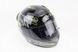 Шолом інтеграл, закритий OKE-111 M, ЧОРНИЙ глянець з салатово-сірим малюнком, фото – 1