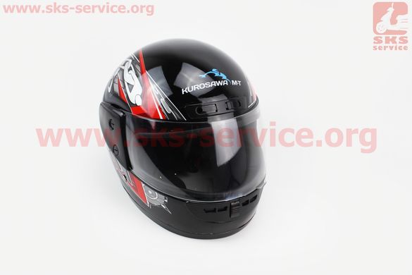 Фото товара – Шлем интеграл, закрытый HF-101 S, ЧЁРНЫЙ с красно-серым рисунком Q23-R (возможны царапины, дефекты покраски)