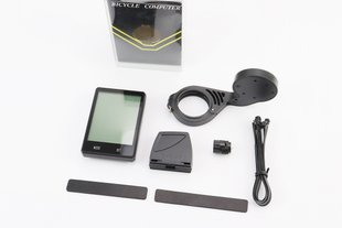 Фото товара – Велокомпьютер 19-функций, беспроводной, 2.8 " дисплей с сенсорными кнопками управления, влагозащитный, чёрный (без батареек)