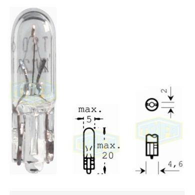 Фото товару – Лампа автомобільна з клиновидним цоколем Trifa 24V 2W W 2x4,6d