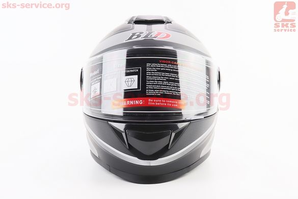 Фото товара – Шлем интеграл, закрытый BLD-М65 L (59-60см), ЧЁРНЫЙ матовый с серым рисунком