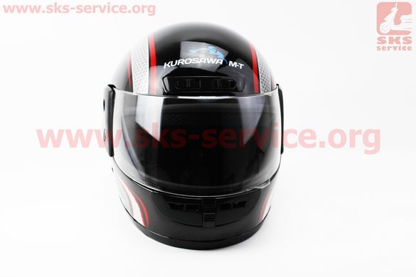 Фото товара – Шлем интеграл, закрытый HF-101 S, ЧЁРНЫЙ с красно-серым рисунком Q233-R