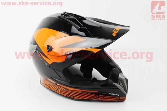 Фото товара – Шлем кроссовый/эндуро/АТV XL - ЧЕРНЫЙ с рисунком оранжевым