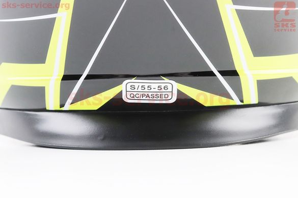 Фото товара – Шлем интеграл, закрытый BLD-М65 S (55-56см), ЧЁРНЫЙ глянец с салатово-белым рисунком