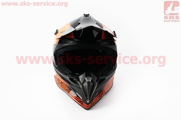 Фото товара – Шлем кроссовый/эндуро/АТV XL - ЧЕРНЫЙ с рисунком оранжевым