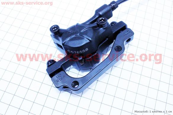 Фото товара – Тормоз Disk-brake гидравлический задний (F180/R160мм), диск 160мм, крепл. 6 болтов, чёрный Helix 7