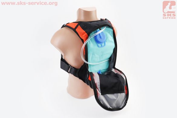 Фото товара – УЦЕНКА Мото рюкзак с питьевой системой 24х41х12см, Чёрно-Оранжевый (не фиксирует защелка)