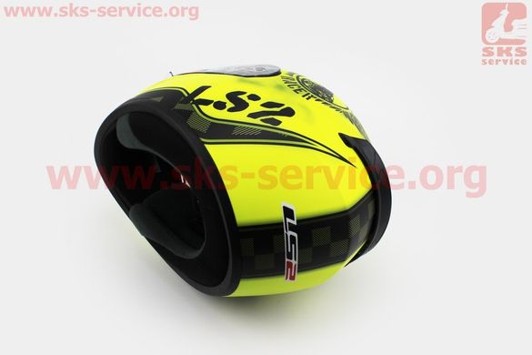 Фото товара – Шлем закрытый ROOKIE FAN MATT FF352 XL - ЖЕЛТЫЙ матовый с рисунком черным