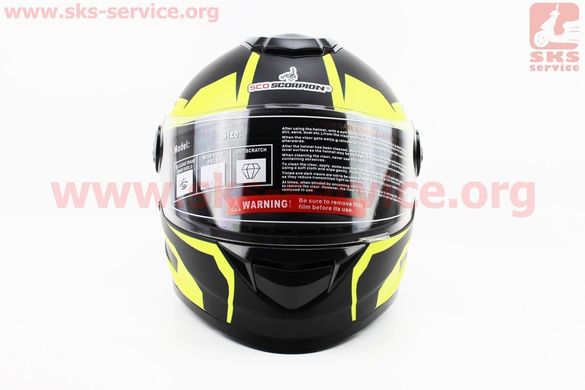 Фото товара – Шлем закрытый SCO-М65 S- ЧЕРНЫЙ матовый с желтым рисунком